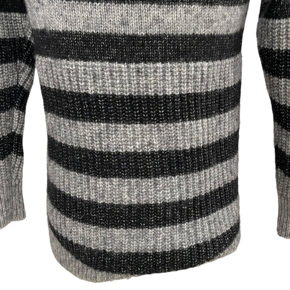 Banana Republic Striped Sweater Black/Gray S Warm Cozy Italian Yarn Winterwear - Picture 8 of 9